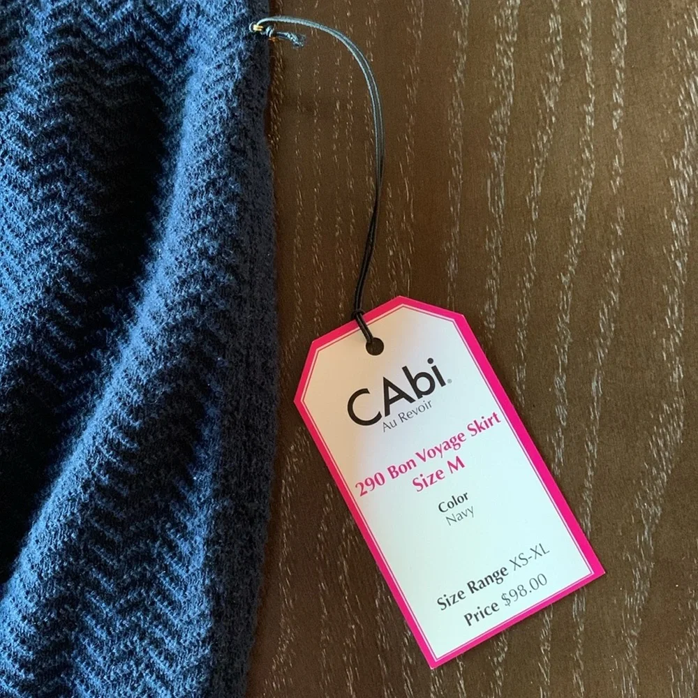 NWT Cabi Bon Voyage navy blue skirt midi length classic casual skirt Medium